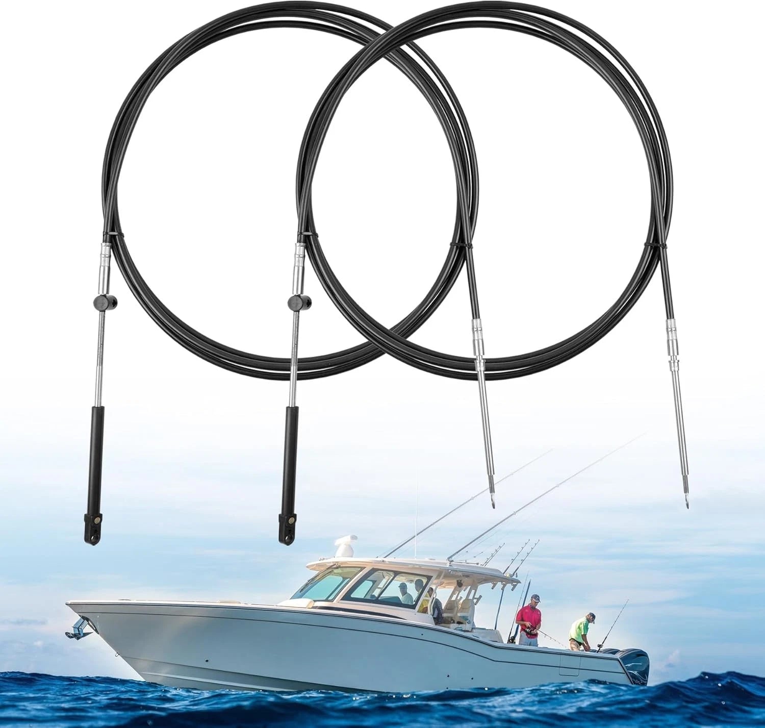 2X 15FT Outboard Throttle Shift Cable GEN II for Mercury Mariner (N/A)