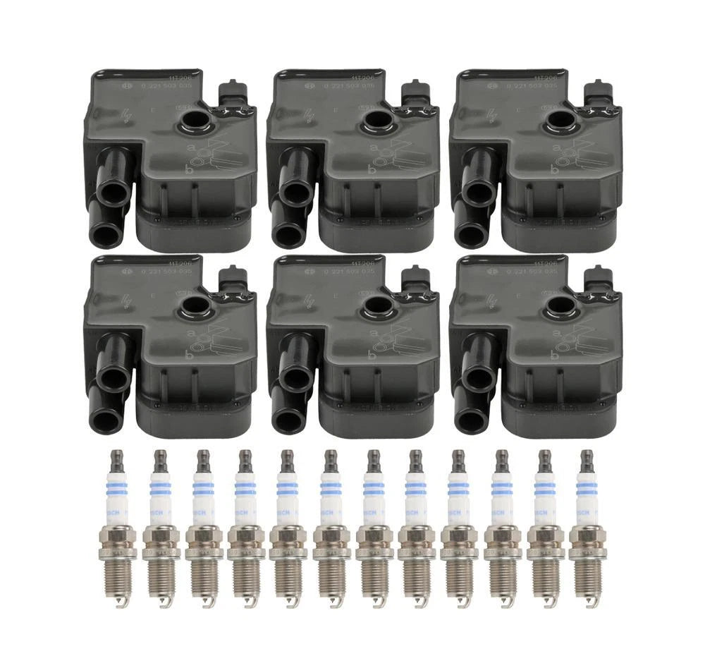 Set of 6 Ignition Coils & 12 Platinum Spark Plugs for W203 R170 (2000–2006)