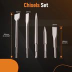 Set of 4 Drill Bits Chisel Hammer Bull Point Flat Chisels 3/16" & 1/4"