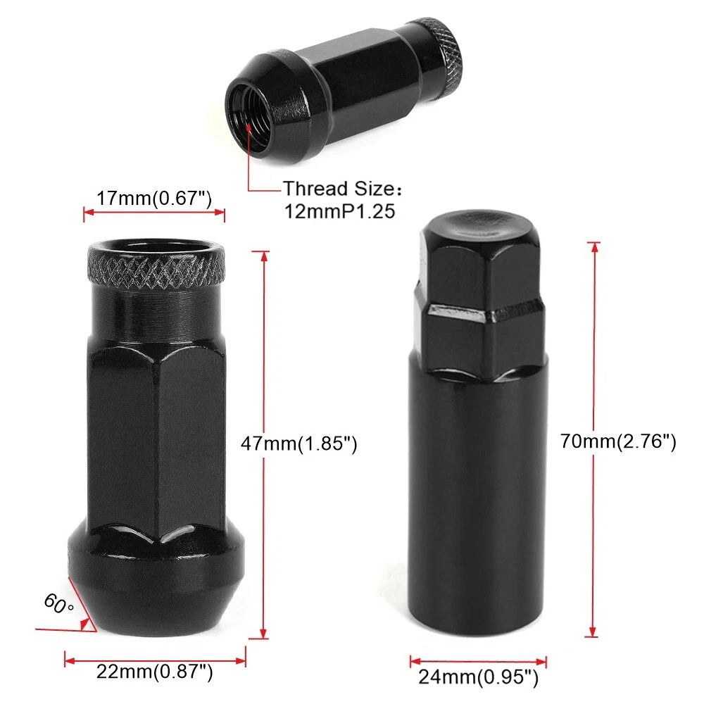 20PCS Extended Open End Steel Wheel Rim Lug Nuts for Honda