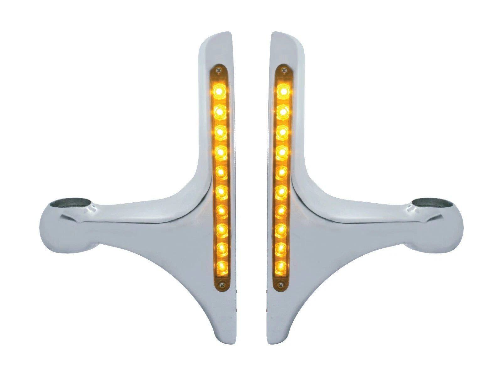 Headlight Brackets Pair for Peterbilt Hood Side L-Shaped Clear Amber LED (—)