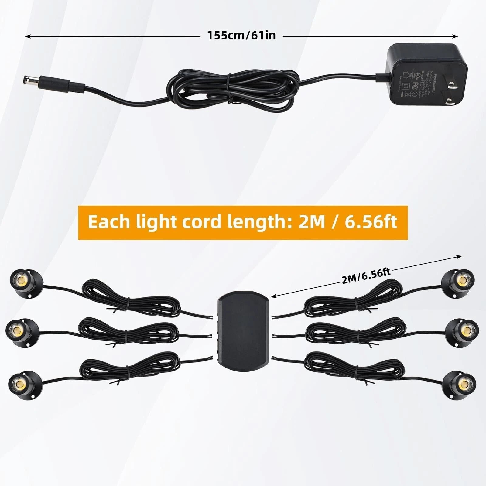 8Pack Dimmable LED Mini Spotlight for Display Cabinet Showcase (6400K)