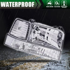 Chrome Headlights Bumper Corner Lamps for Ford F150 F250 F350 Bronco (1992–1996)