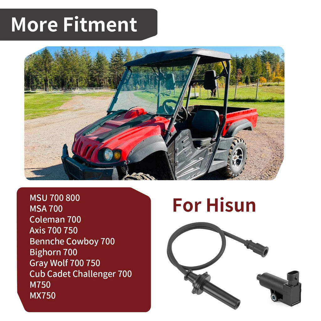 Ignition Coil Spark Plug Wire Cap for Hisun Cub Cadet Challenger 700 (2007–2018)
