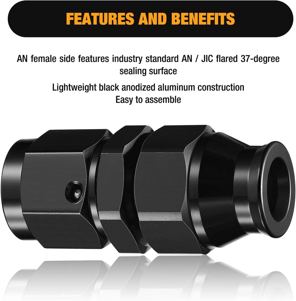 2Pcs 6AN Female to 5/16" Hardline Compression Fitting Adapter for Universal