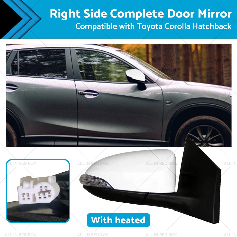 Right Heated Door Mirror for Toyota Corolla ZRE182 (2012–2018) White