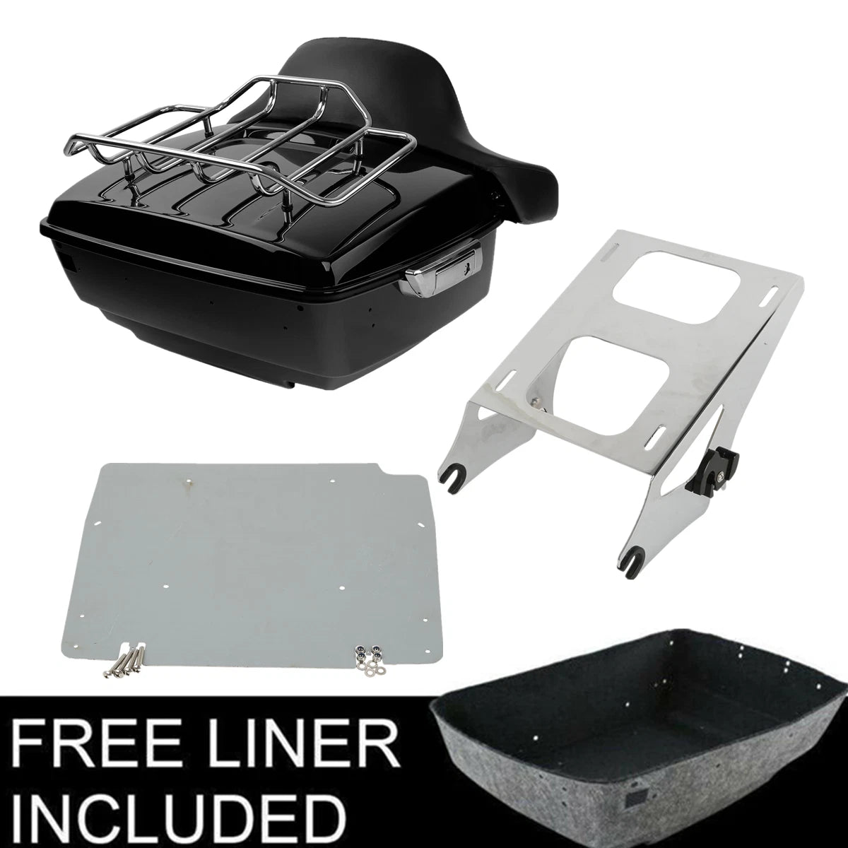 Trunk Backrest Pad Mount Rack Base Plate for Harley Road Glide (2014–2023)
