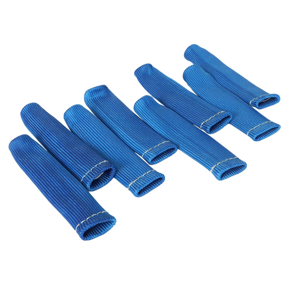 8Pcs Blue Spark Plug Wire Boots Heat Shield for SBC BBC 350