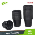 Set of 100 Plastic Flower Nursery Pots with Drainage Holes