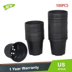 Set of 100 Plastic Flower Nursery Pots with Drainage Holes