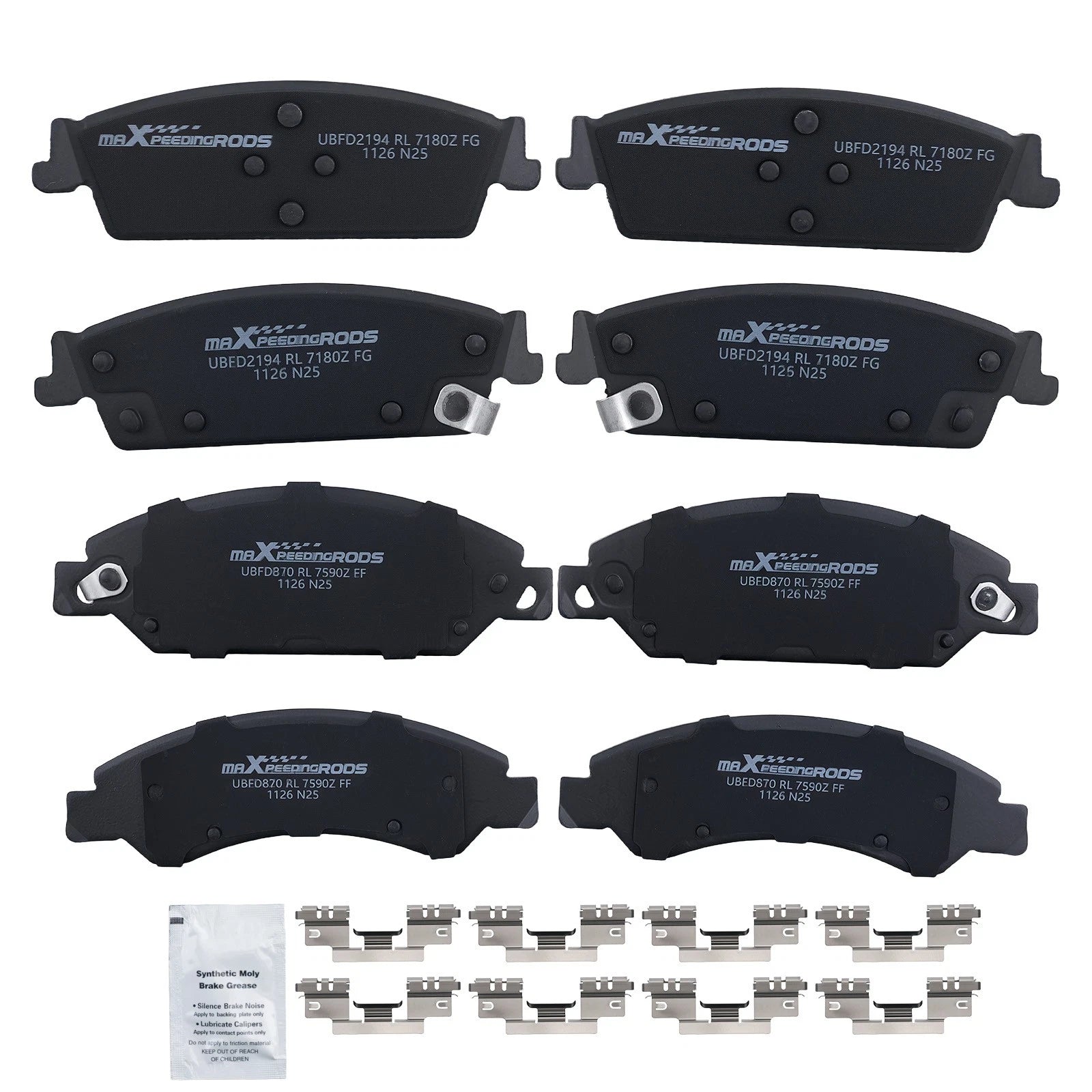 8pcs Ceramic Brake Pads Set for GMC Yukon XL (2015–2020) D1092 D1707