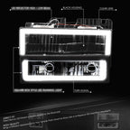 DRL LED Headlights & Bumper Turn Signal Lamps for Chevy Blazer GMC C/K (1988–2000)