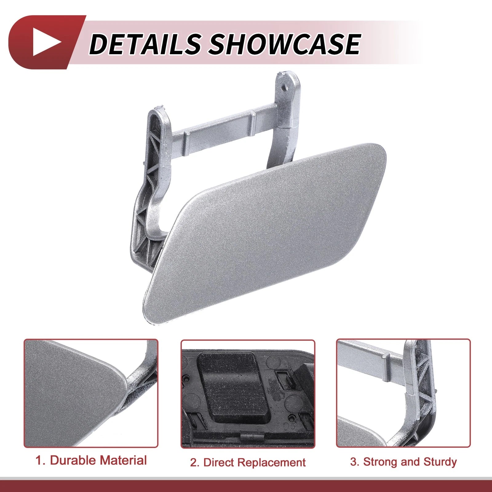 Front Left Washer Nozzle Cover Cap for Mercedes-Benz ML350 (2012–2015) Silver Tone