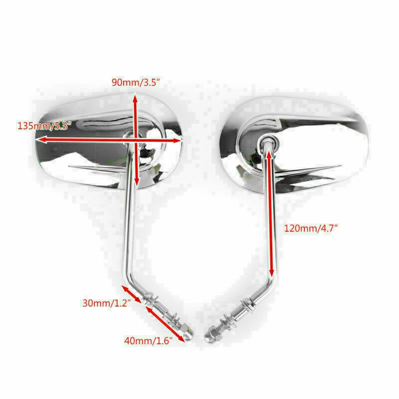 Rear View Mirrors Pair Chrome for Harley-Davidson Road Street Glide Softail XL883 1200 (B)