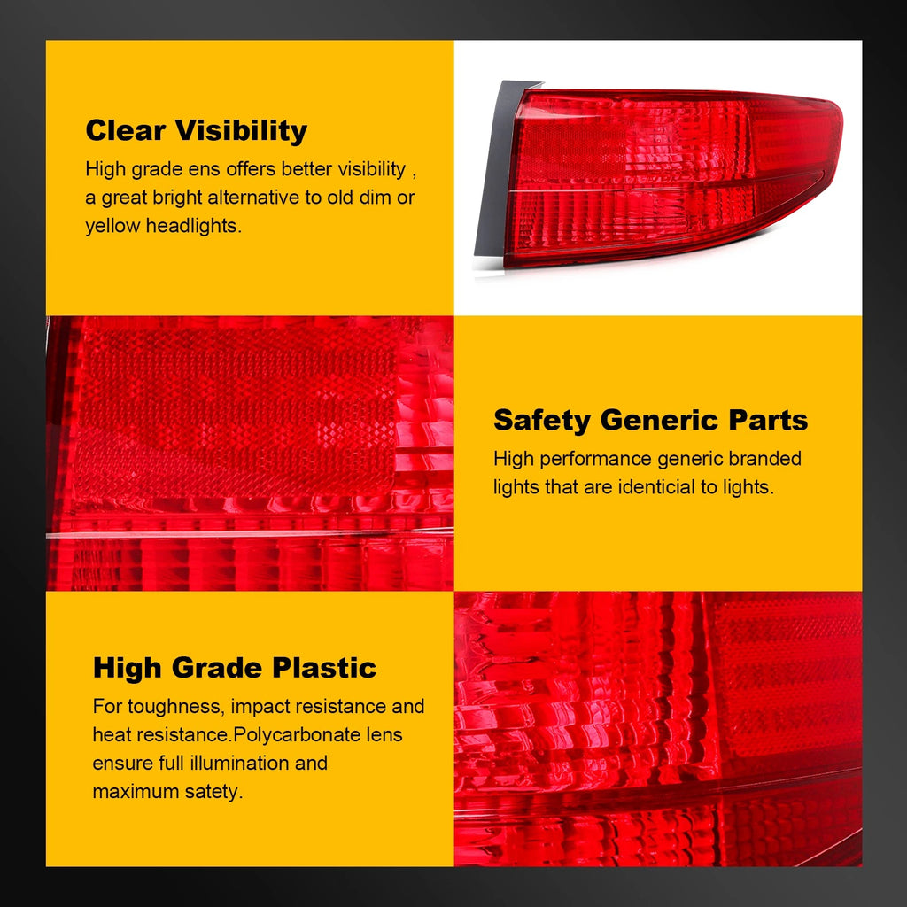 Tail Light Assembly for Honda Accord Sedan (2003–2004) Red Housing Right Side