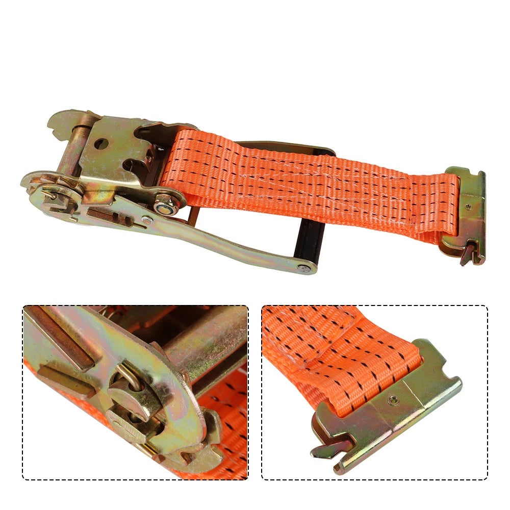 Set of 4 E Track Ratchet Tie Down Straps for Truck Enclosed Cargo Van