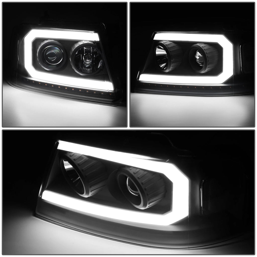 LED DRL Sequential Signal Projector Headlights for Ford F150 (2004–2008)