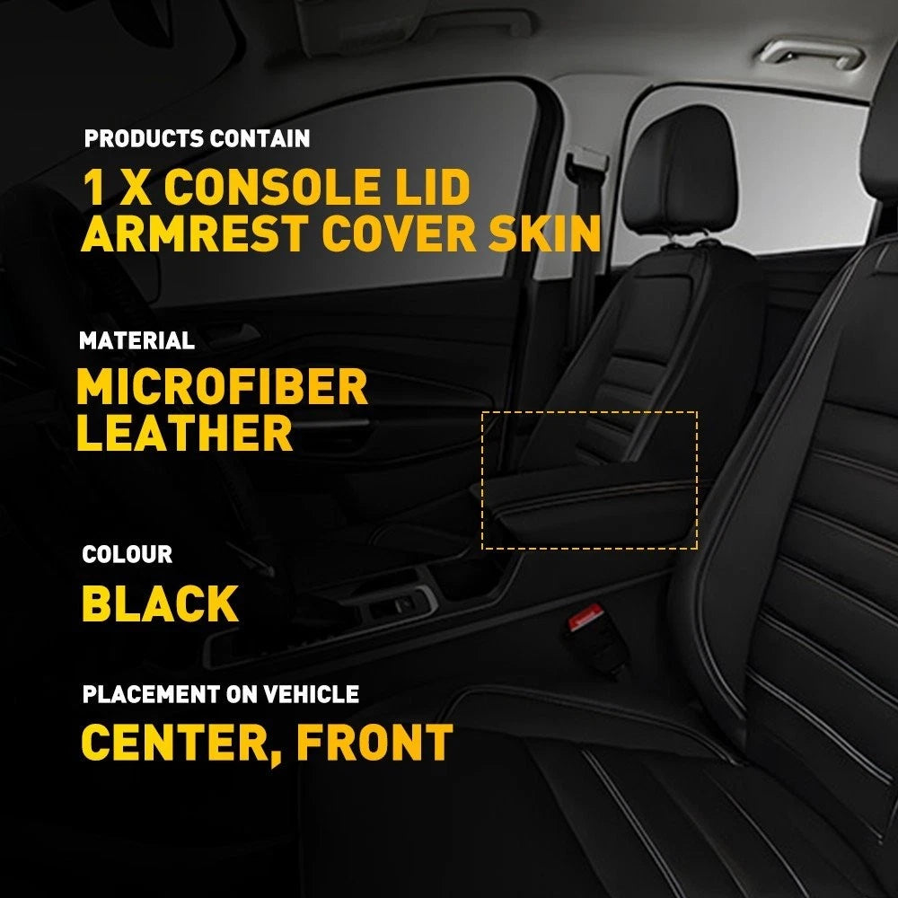 Center Console Lid Armrest Cover Trim for Ford Escape (2017–2019) Black