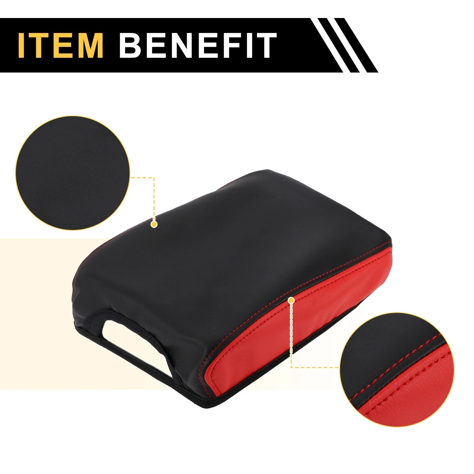 Center Console Lid Armrest Cover for Toyota Tacoma (2016–2020) Waterproof Black Red