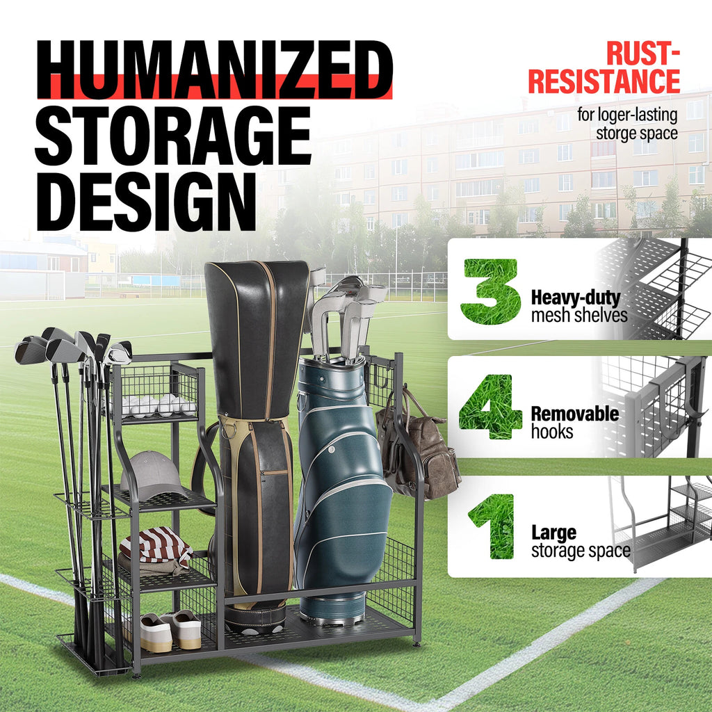 Golf Bag Storage Stand for Golf Clubs (Garage Organizer)