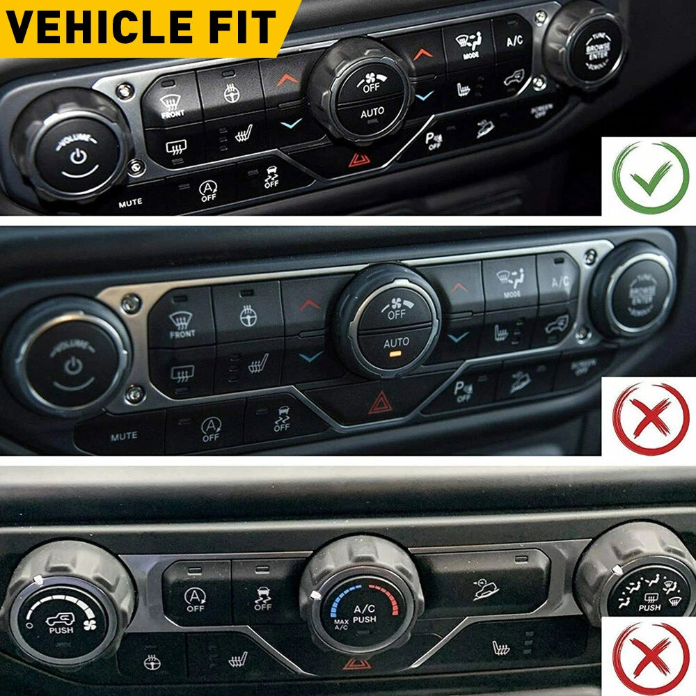 Aluminum A/C Switch Knob Trim Cover for Jeep Wrangler JL & JT (2018–2023)