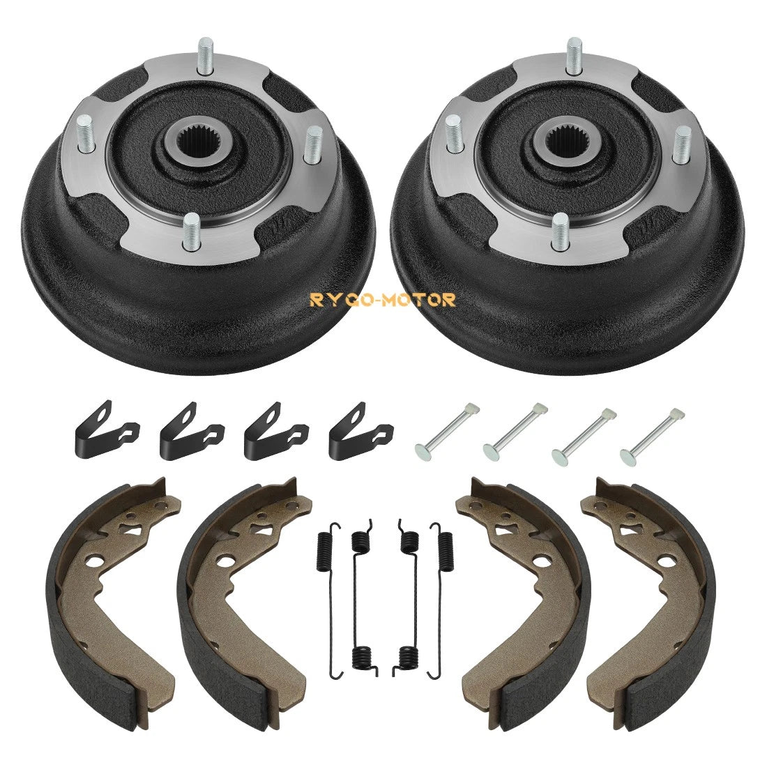 2X Front Brake Drum Kit W/Bolts & Shoes for Kawasaki Mule 600 610 SX (2016–2021)