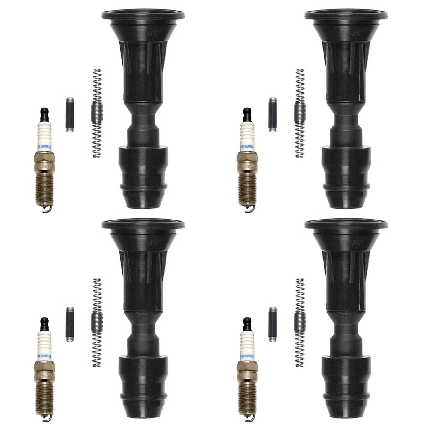 Set of 4 Denso Double Platinum Spark Plugs & Coil Boots for Buick Regal Verano (L4)