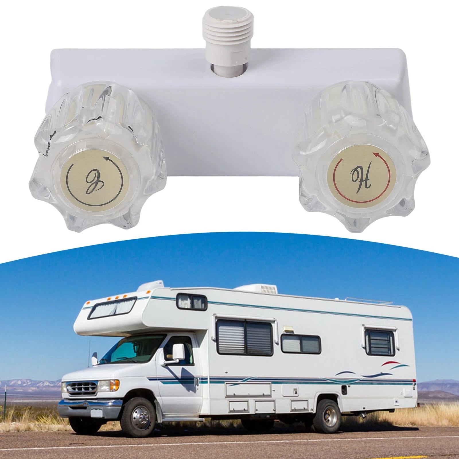 Double Knob Diverter RV Shower Faucet for Inside or Outside Use