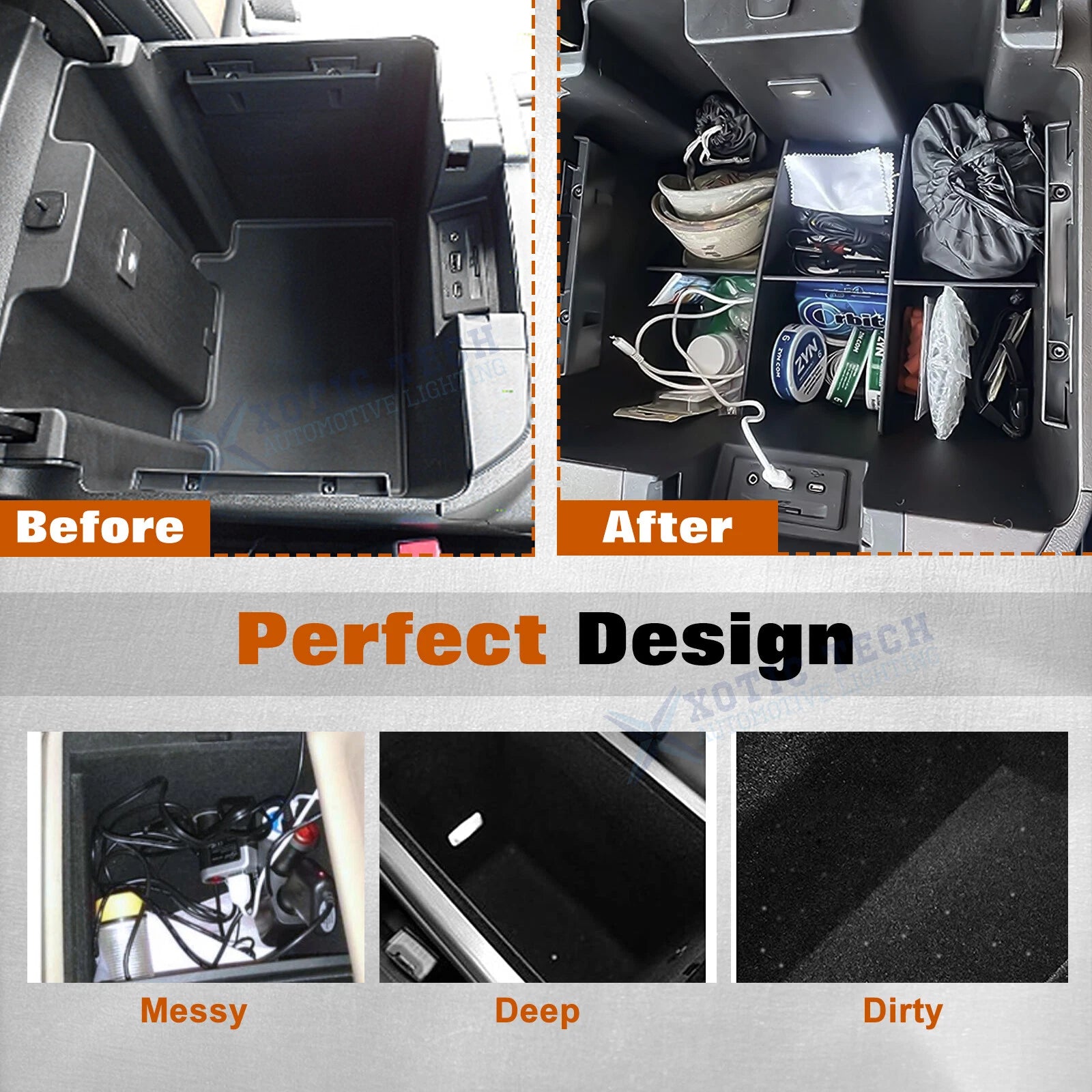 Center Console Armrest Box Insert Divider for Chevrolet Silverado (2014-2018)