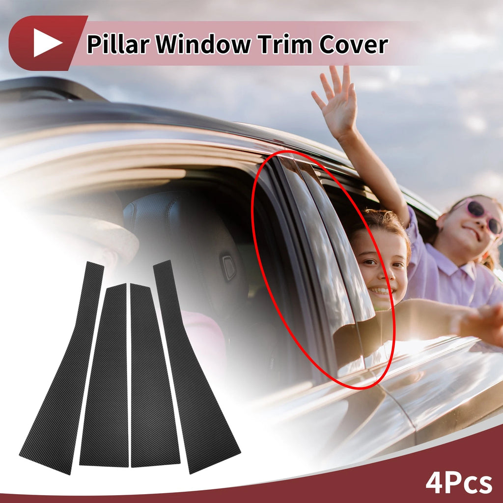Set of 4 Car Door Pillar Window Trim for Toyota Alphard (2008–2014) Carbon Fiber