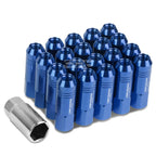 20 PCS Open End M12x1.5 60mm Tall Blue Aluminum Lug Nuts for JDM Vehicles