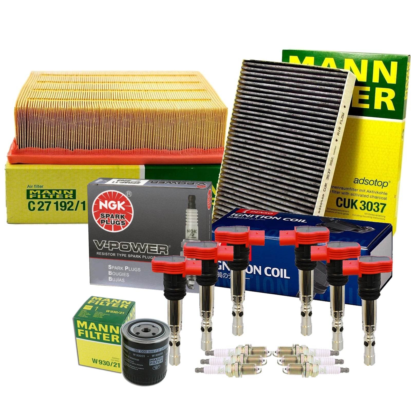 Set of 6 NGK V-Power Spark Plugs for Audi AVK BGN