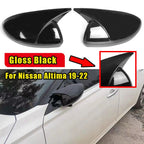 2X Gloss Black OX Horn Side Rearview Mirror Cover Trim for Nissan Altima (2019–2022)