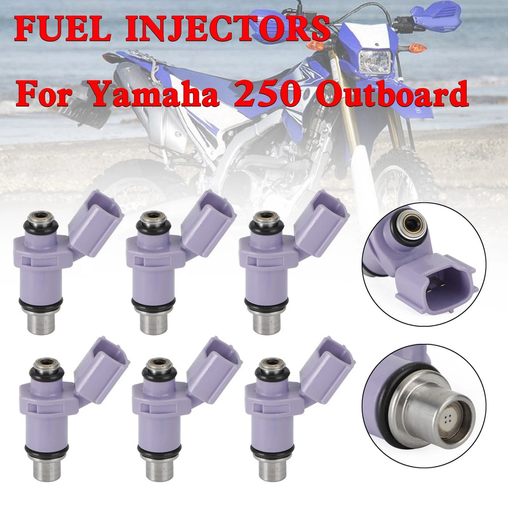 6PCS Fuel Injectors 6P2-13761-10-00 for Yamaha 250 Outboard (2005–2008)