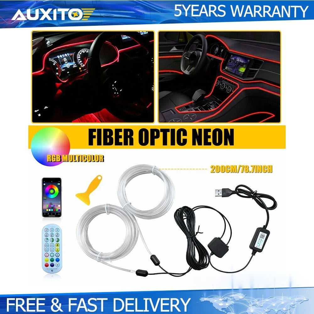 RGB LED Neon Wire String Light for Car Interior Decor (APP Remote Control)