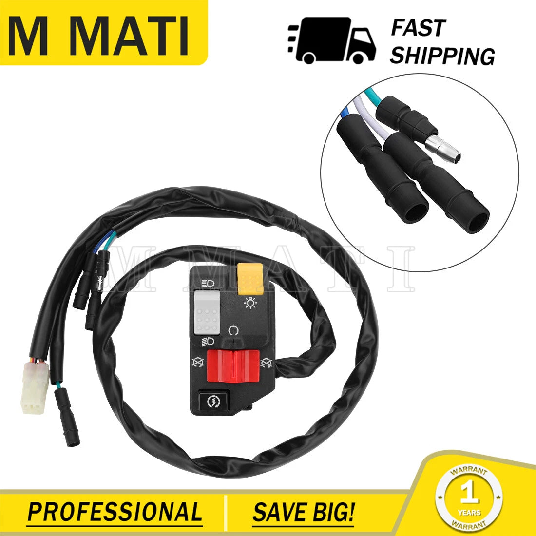 Left Handlebar Start Stop Switch for Honda Recon 250 TRX250 (1997–2004)