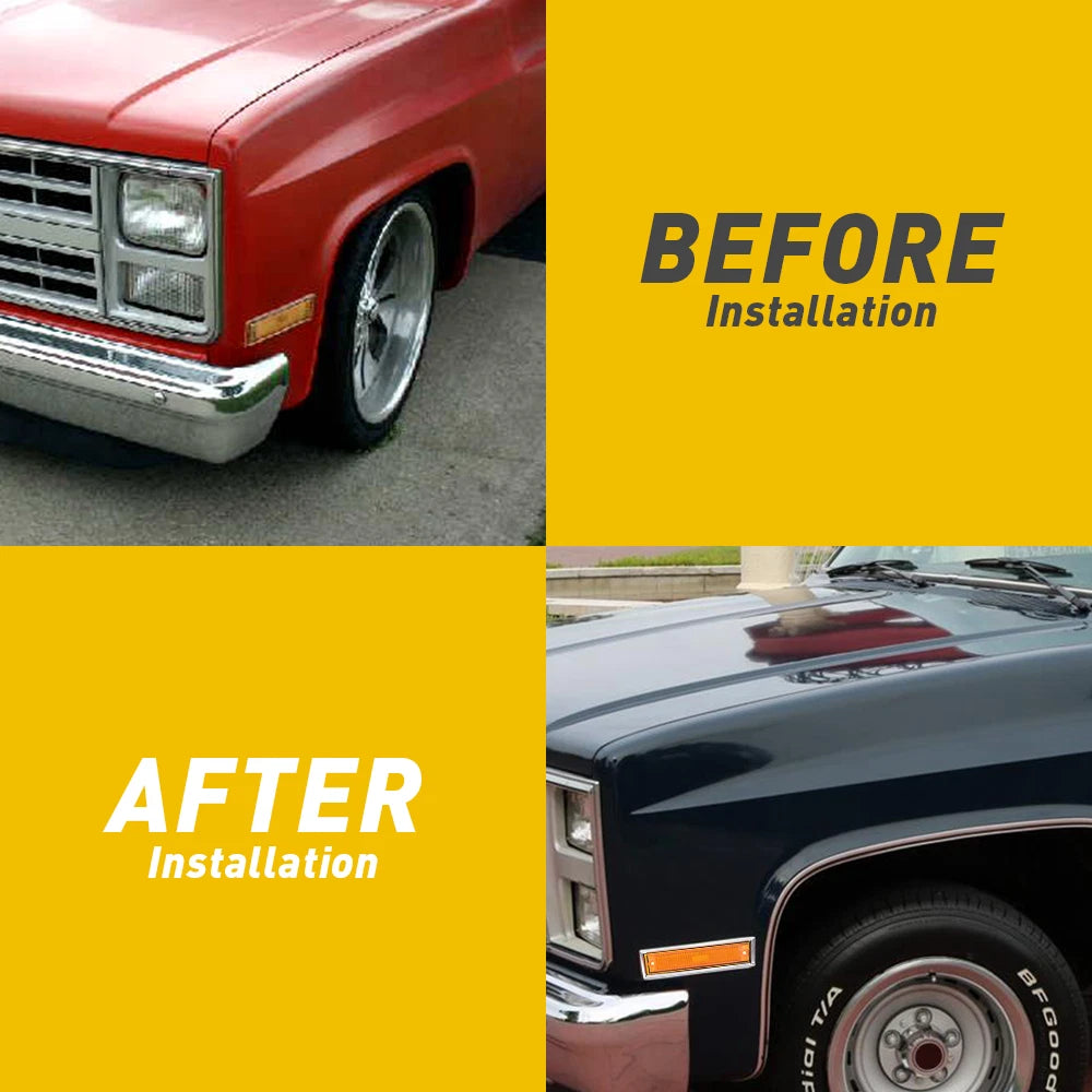 2X Front Fender Side Marker Lamp for Chevrolet C10 C20 C30 GMC C1500 C2500 (1981–1991)