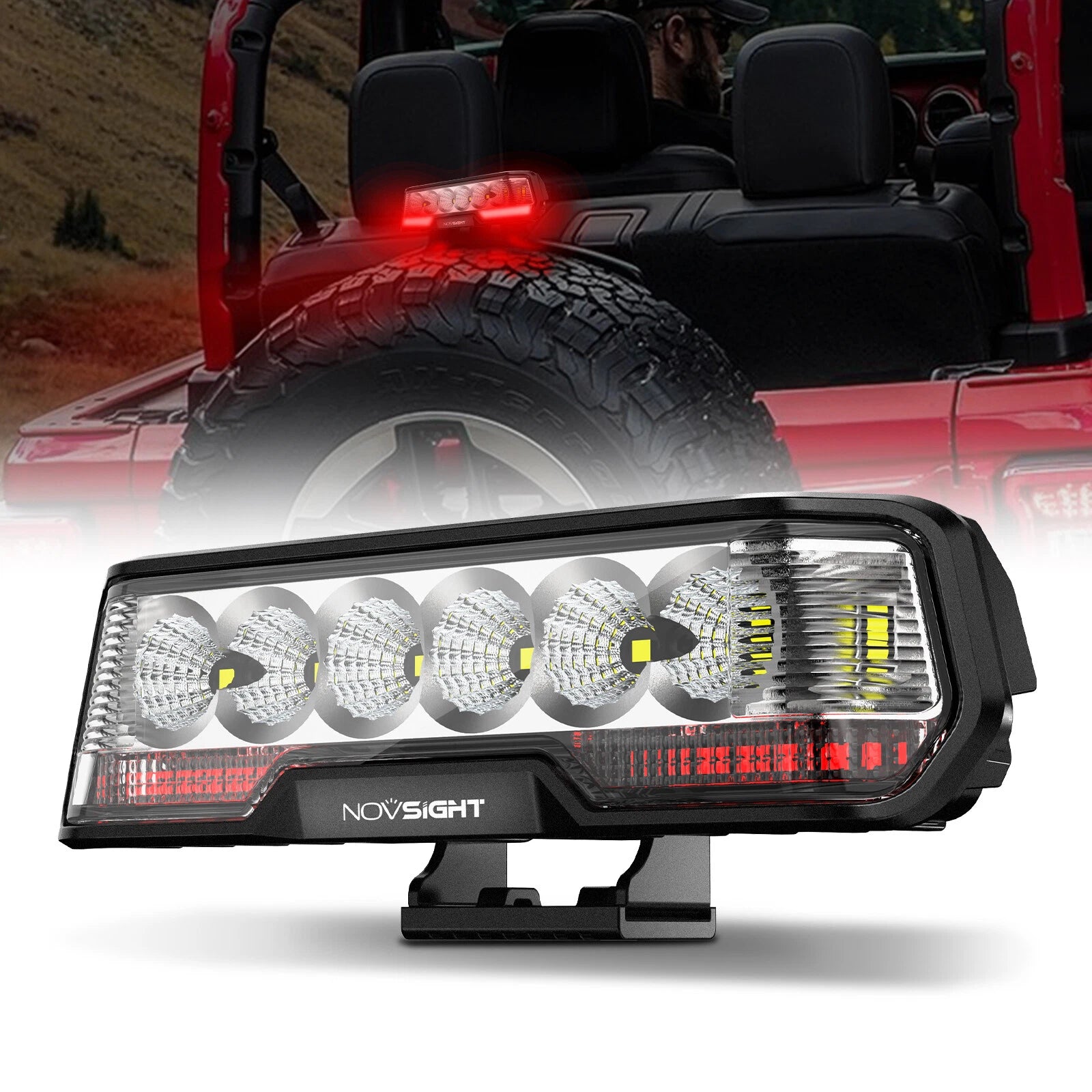 6'' LED Integrated Reverse Brake Light Bar for NOVSIGHT Rock Series
