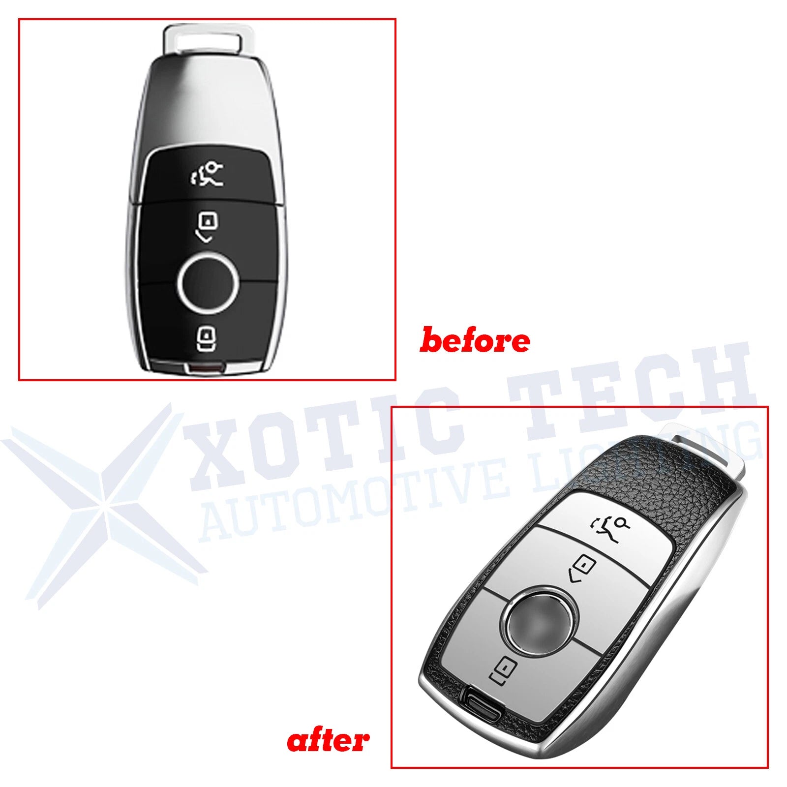 Silver Red TPU Smart Key Fob Holder for Mercedes-Benz E S-Class (2017-2018)
