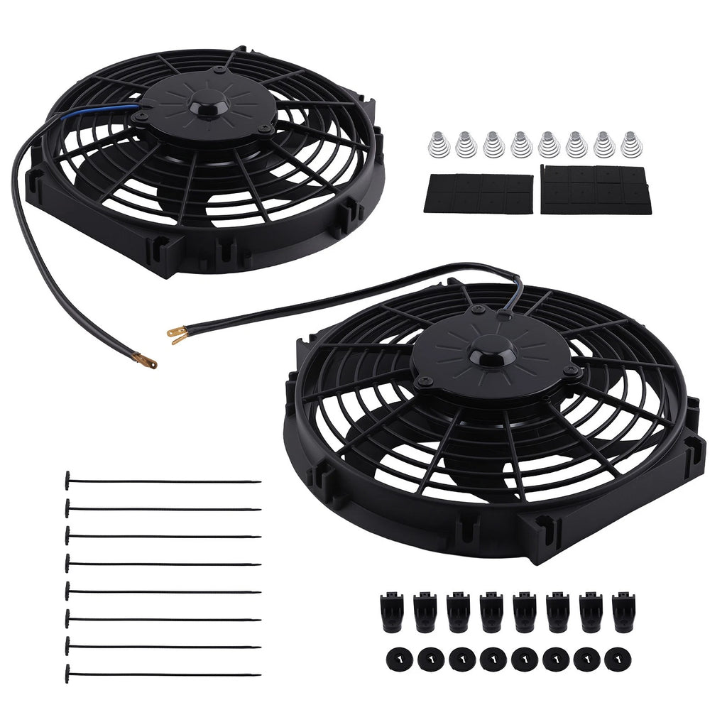 Set of 2 10" Slim Radiator Cooling Fans for Universal Applications (12V)
