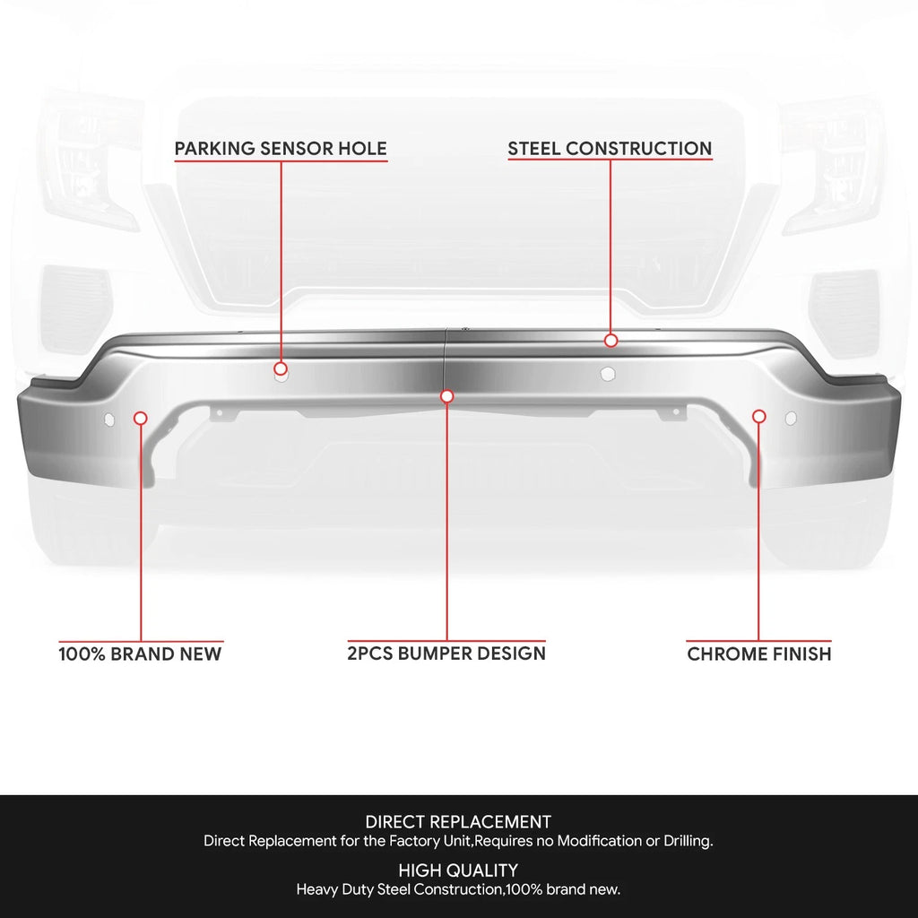Chrome Front Bumper Face Bar for GMC Sierra 1500 Limited (2019–2022)