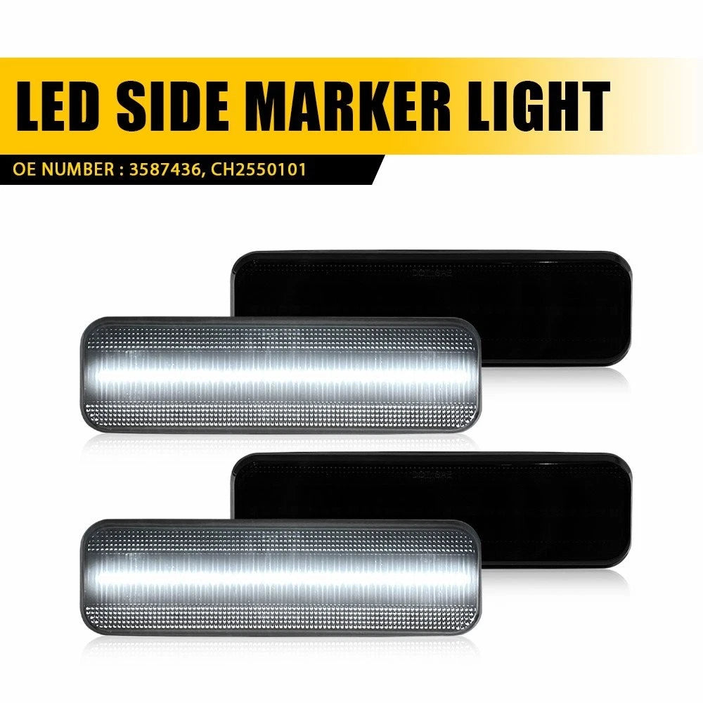 4Pcs Smoked White LED Side Bumper Marker for Dodge Coronet (1971–1976)