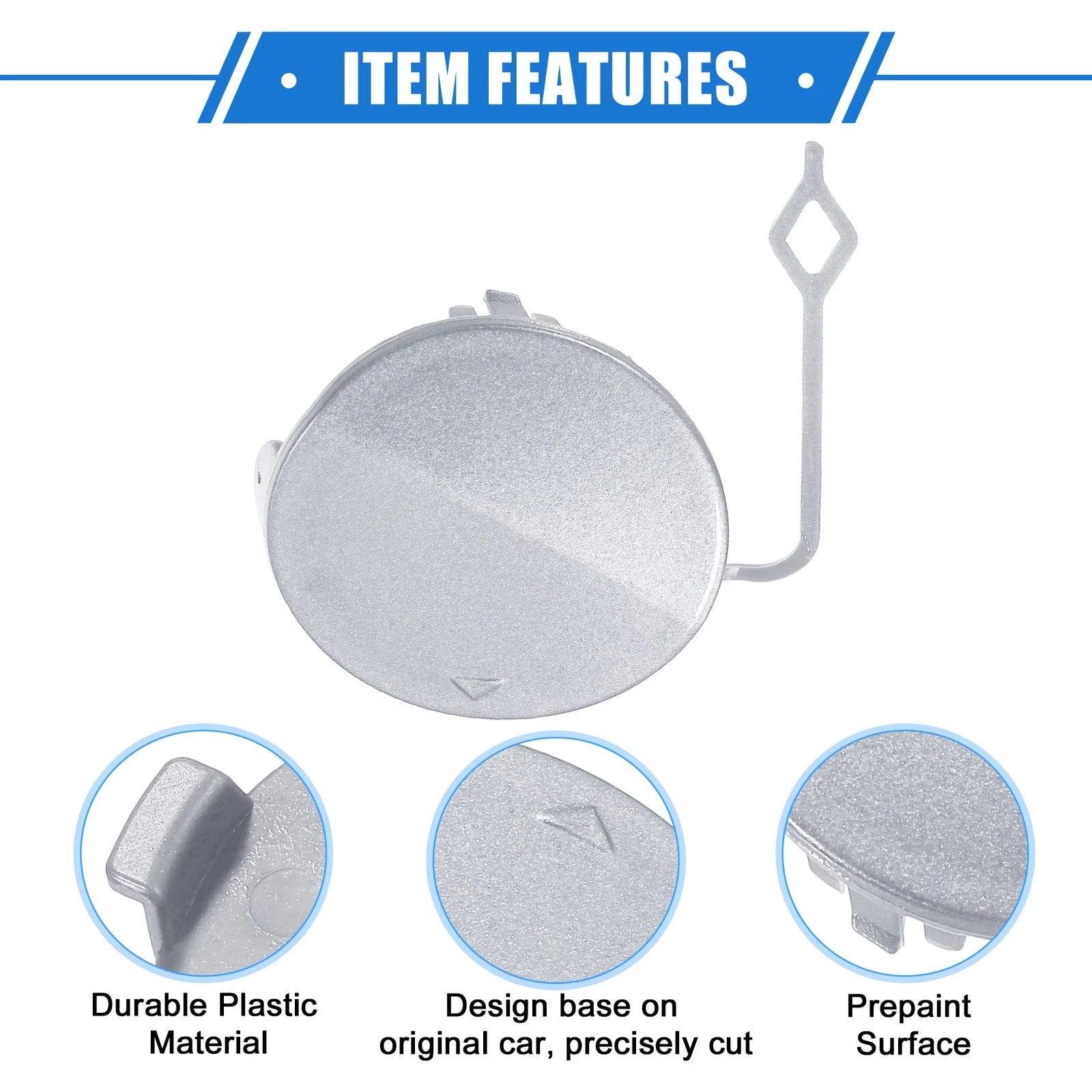 Tow Hook Eye Hole Cover Cap for BMW F32 (2012–2019) Silver Tone Right