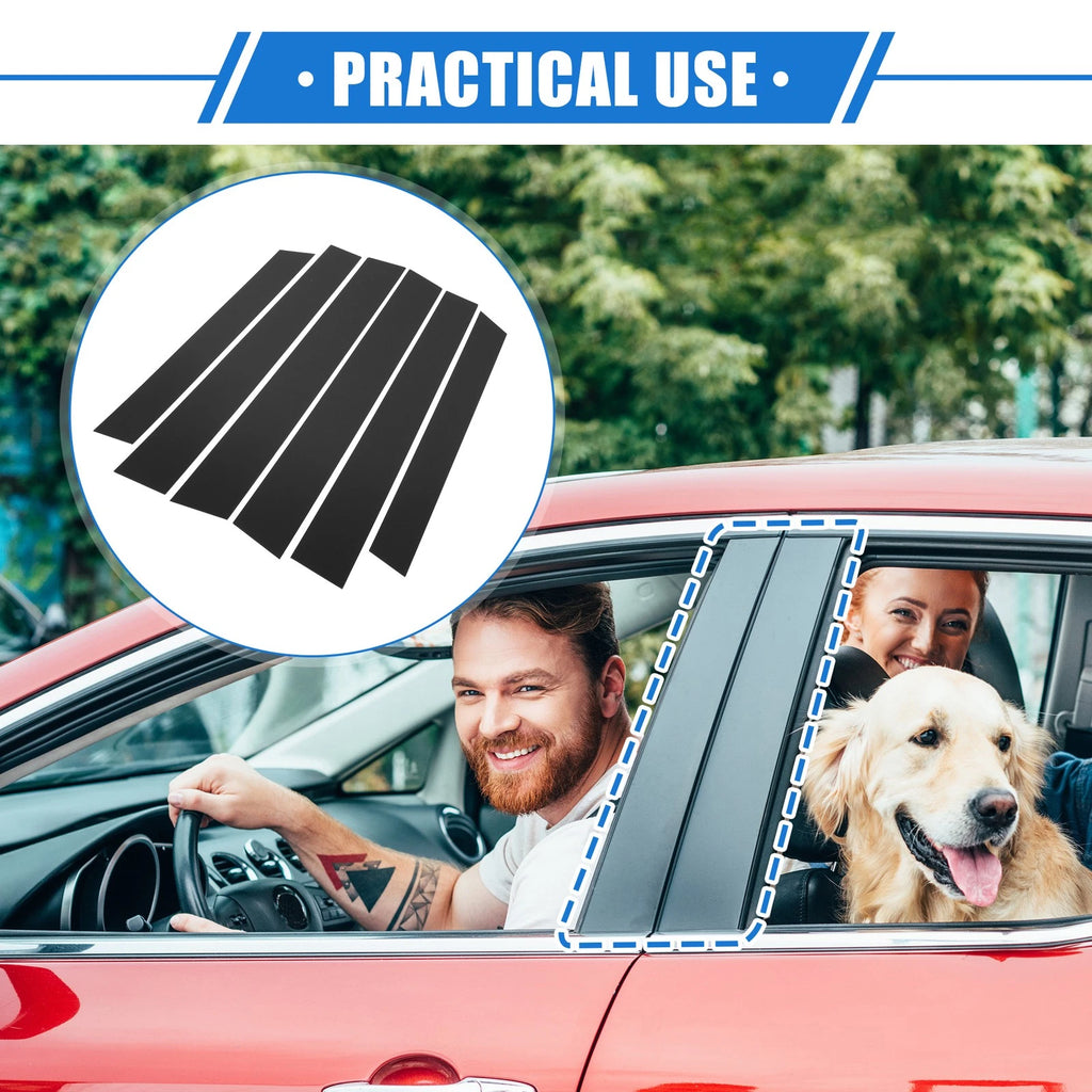 6 Pcs Pillar Posts Door Window Trim Cover for Honda CR-V (2007–2011) Black