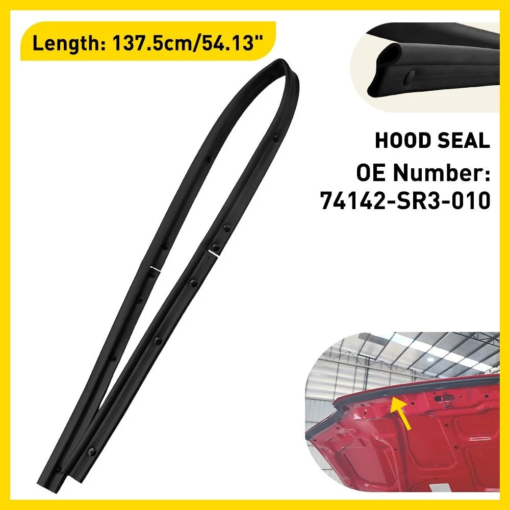 Hood Seal Gasket for Honda Civic (1992–1995) Rubber Replacement