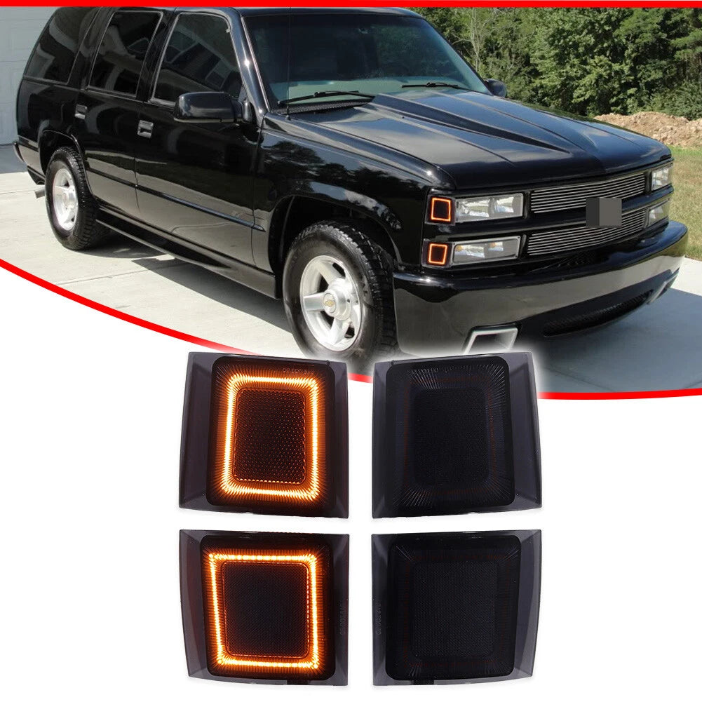 Smoke Amber LED Corner Side Marker Lights for Chevy C/K 1500 2500 3500