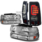 Chrome Crystal Headlight + Smoked 3D LED Tail Light Kit for Silverado (1999–2002)