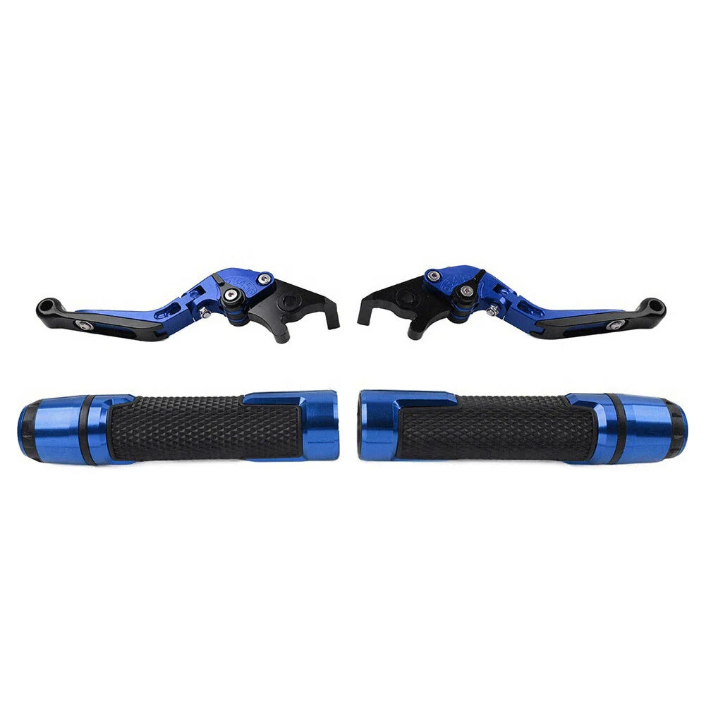 Blue Extendable Brake Clutch Lever Grip Set for Yamaha YZF R1 (2009-2014)