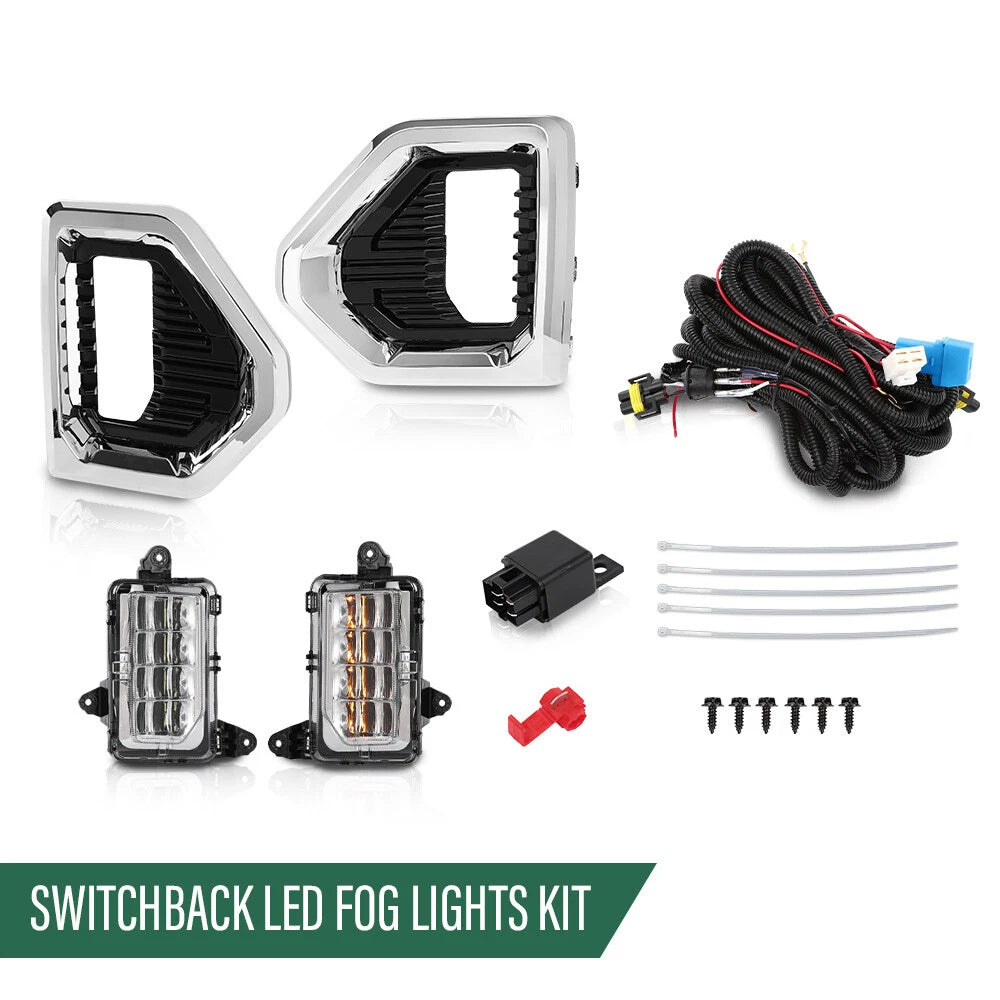 LED Fog Lights for GMC Sierra 1500 Denali (2019–2022) with Chrome Bezel