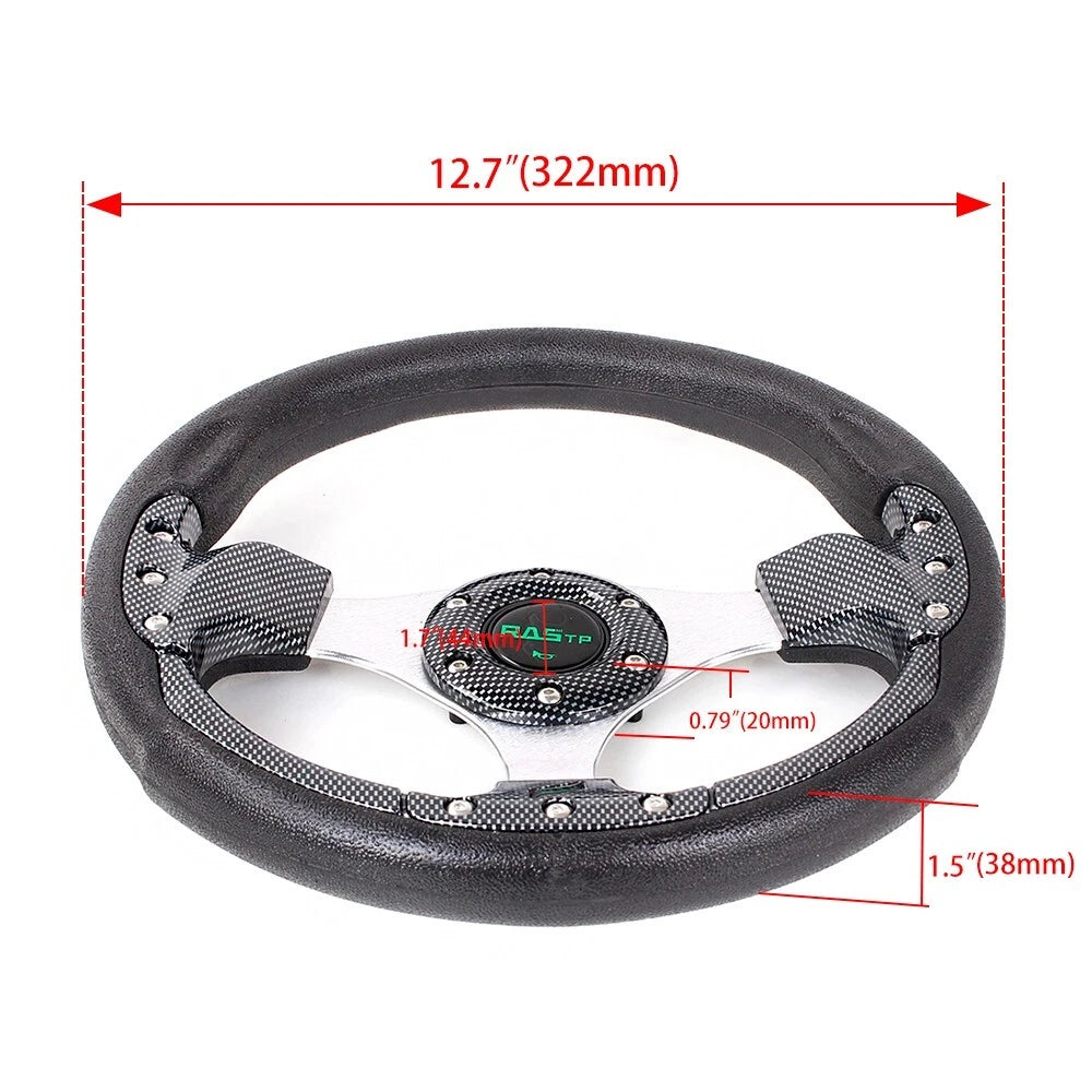 12.5" Carbon Fiber Steering Wheel with 6 Bolt Hub Adapter for Marine Boat